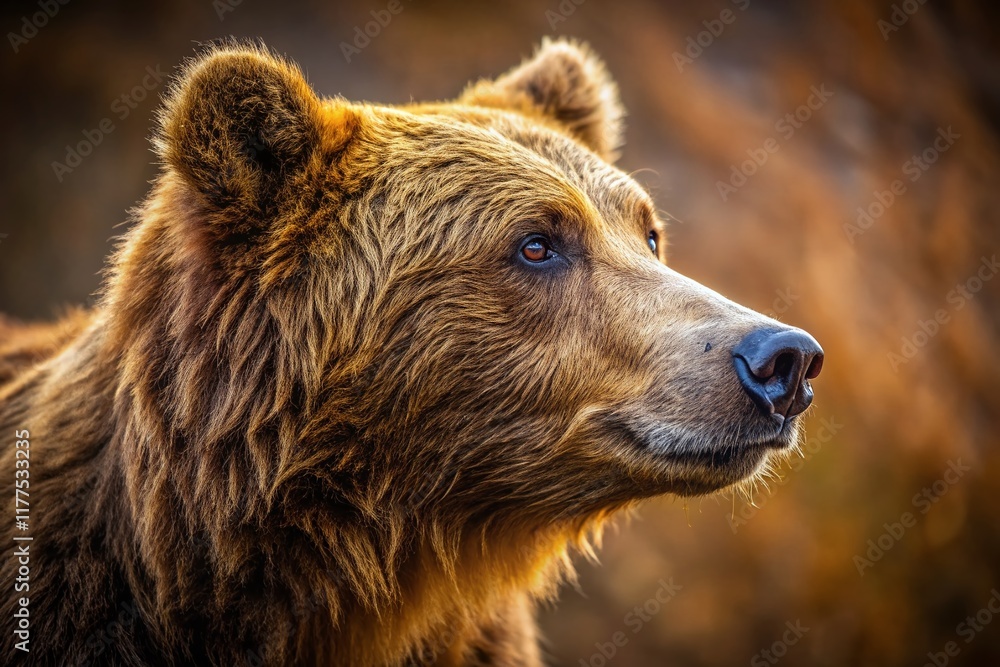 Majestic Brown Bear Profile: Close-Up Fur Texture, Wildlife Portrait Majestic Brown Bear Profile: Close-Up Fur Texture, Wildlife Portrait