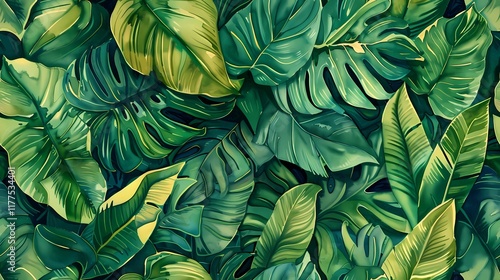 Wallpaper Mural Seamless pattern of dense forest leaves Torontodigital.ca