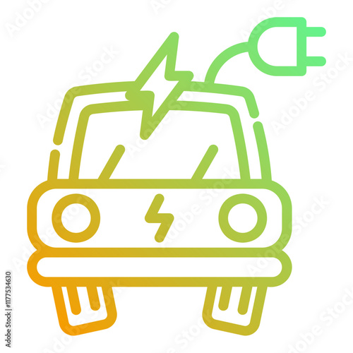 Electric car. This is a vector single icon with a dashed line gradient style. It is suitable for any purpose, such as website design, mobile app design, logo design, etc.