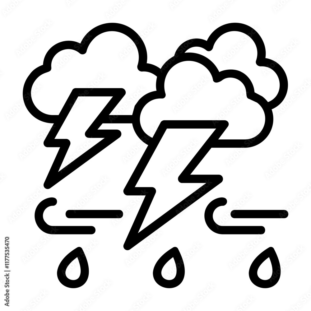 Heavy Thunderstorm Vector Icon Design Heavy Thunderstorm Vector Icon Design