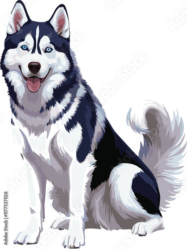 siberian husky dog vector illustration white background