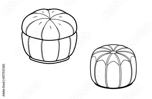 pouf furniture vector illustration set