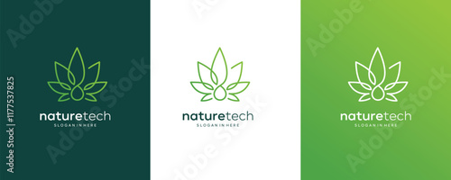 Cannabis Marijuana Hemp line logo design 