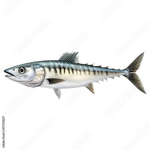 a realistic illustration of a fish. showcasing its streamlined body. distinct coloration. and prominent fins this representation is likely used for educational purposes. such as identifying species or photo