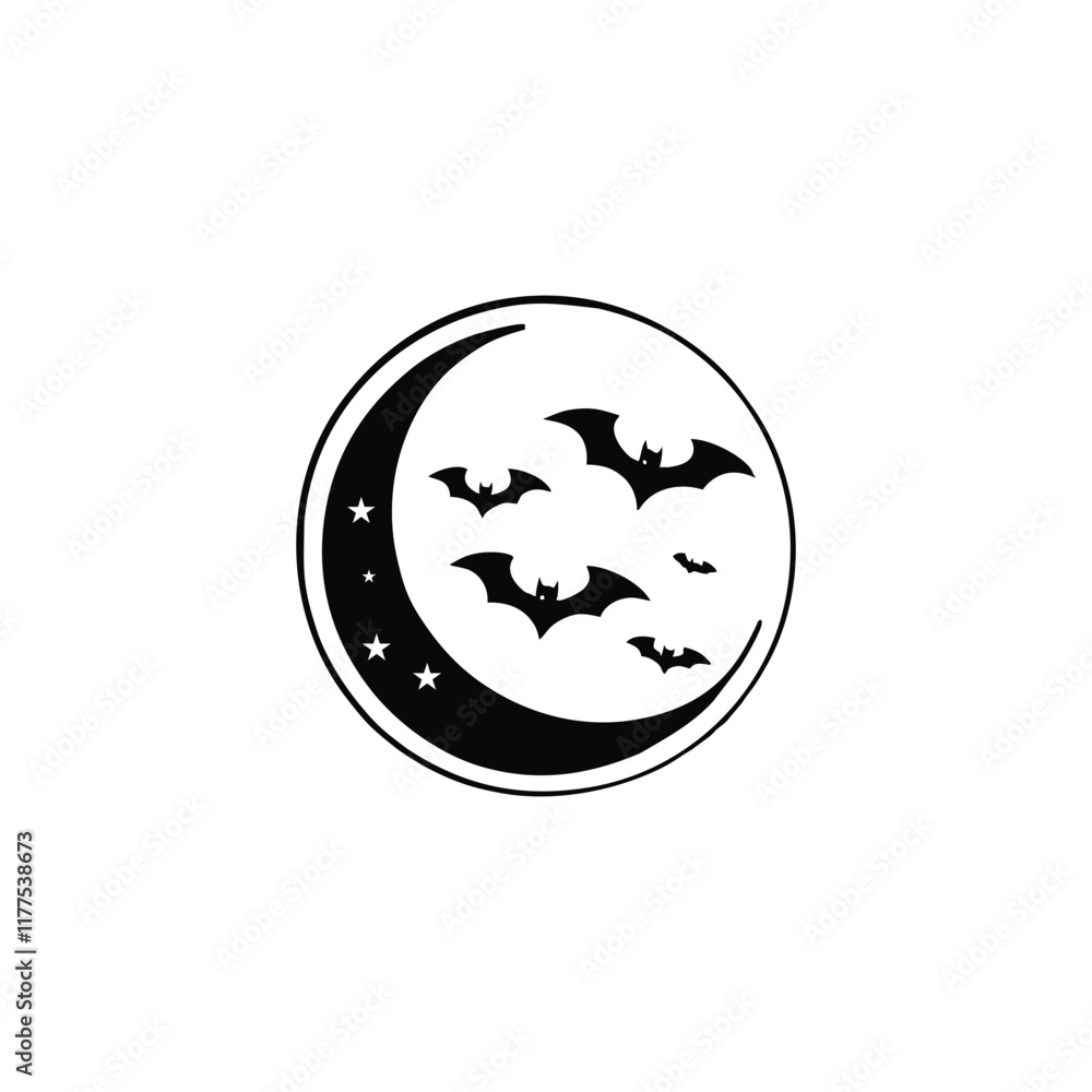 Bat vector logo with circle combination Bat vector logo with circle combination