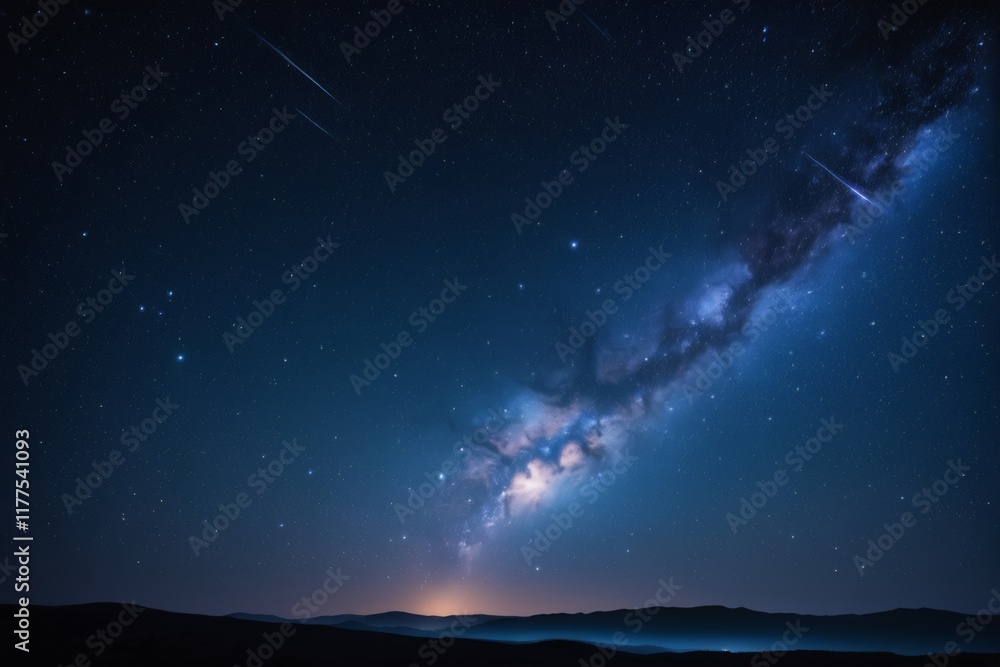 starry night sky with a bright star and a shooting star starry night sky with a bright star and a shooting star