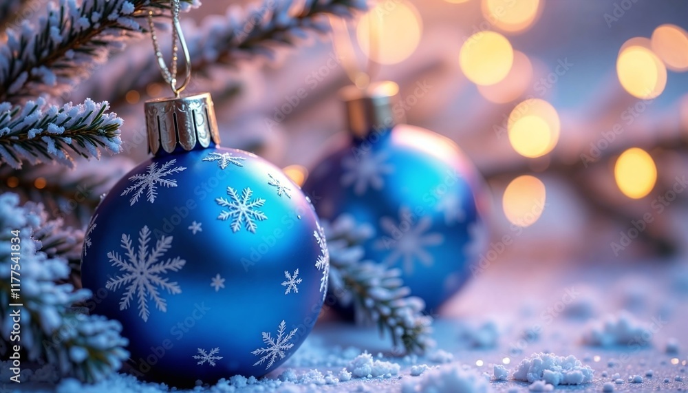 Close-up of a shiny blue bauble with bright reflections in a minimalist holiday design Close-up of a shiny blue bauble with bright reflections in a minimalist holiday design