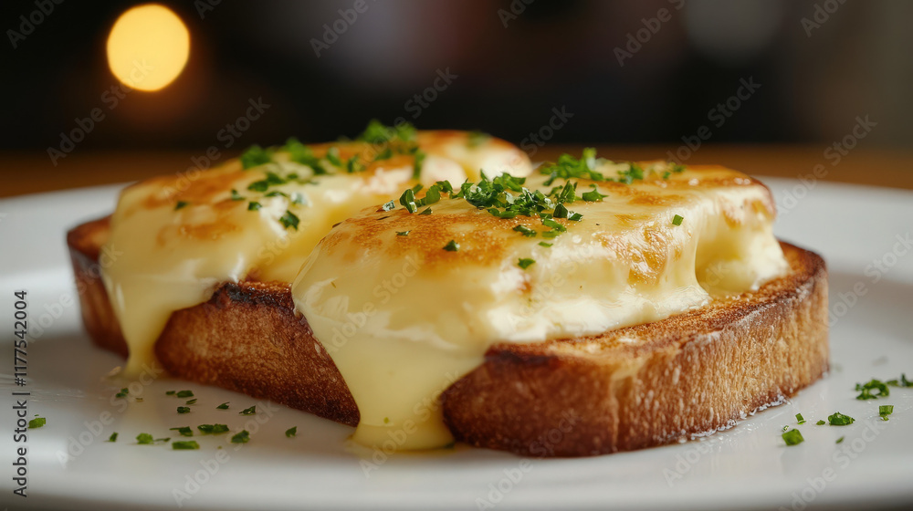 Welsh rarebit with melted cheese on toast Welsh rarebit with melted cheese on toast
