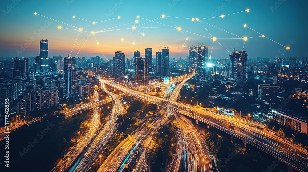 Fototapeta premium Exploring the impact of urban connectivity on city life and technology growth