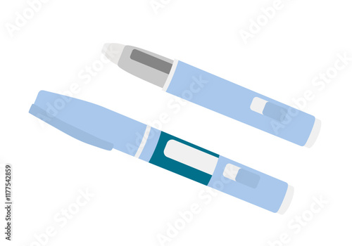Injection applicator for blood sugar control and weight loss and appetite reduction. Vector illustration in flat style