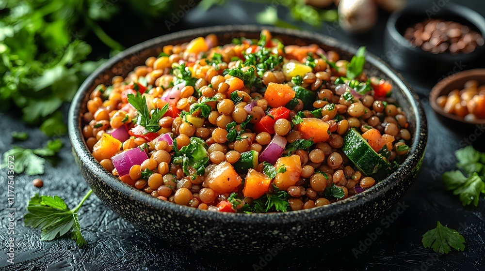 Photo: Lentil Salad with Cucumber, Bell Pepper, Parsley, and Red Onion Photo: Lentil Salad with Cucumber, Bell Pepper, Parsley, and Red Onion