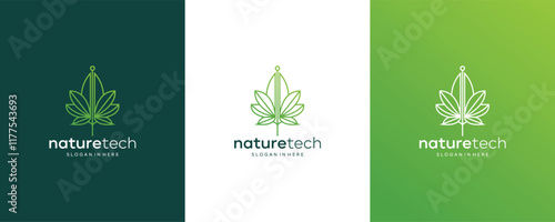 plants and flower  logo design, Innovative digital technology concept business	