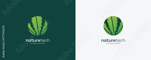 Globe Cannabis Marijuana Hemp Weed Leaf CBD logo design