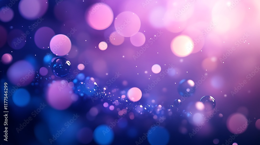 Abstract Purple and Blue Bokeh Background with Glowing Spheres Abstract Purple and Blue Bokeh Background with Glowing Spheres