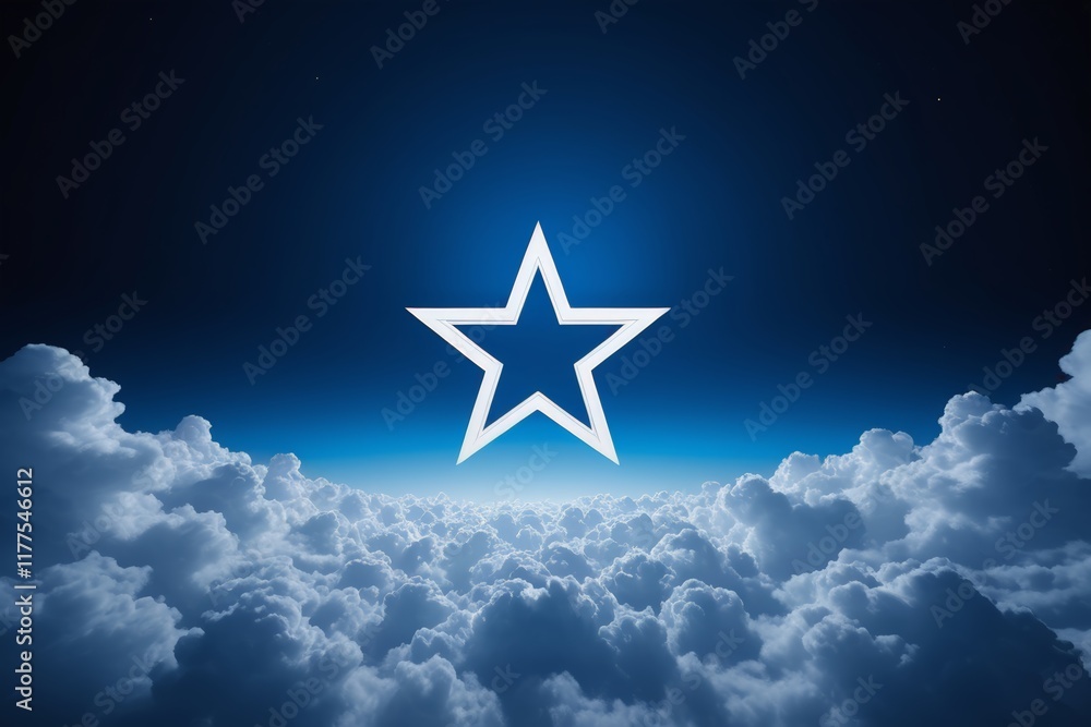 Obraz premium arafed star in the sky with clouds and stars in the background