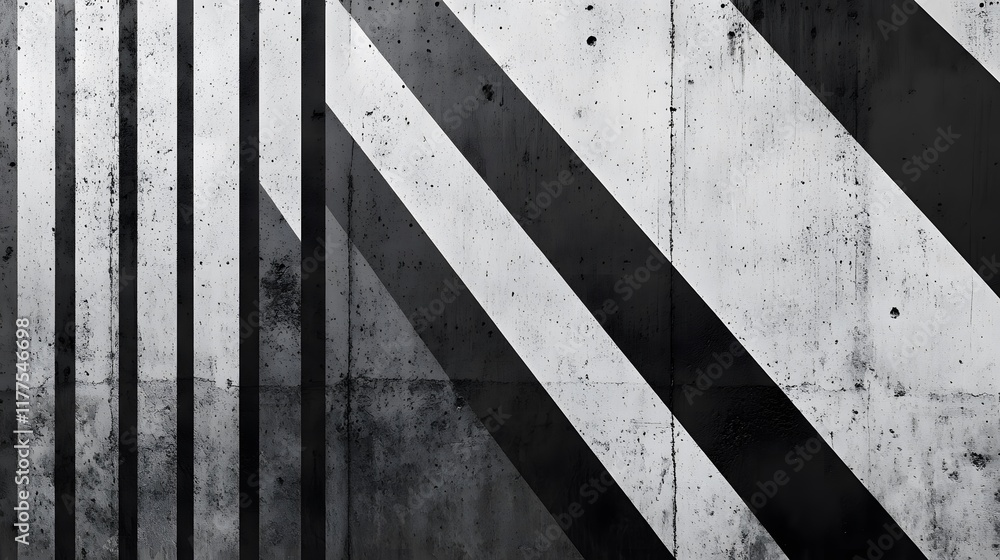 Fototapeta premium Abstract Black and White Concrete Background with Geometric Lines