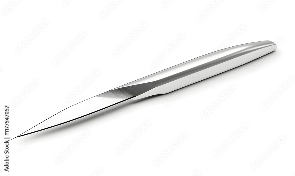 Sleek, modern silver knife isolated on white. Sleek, modern silver knife isolated on white.