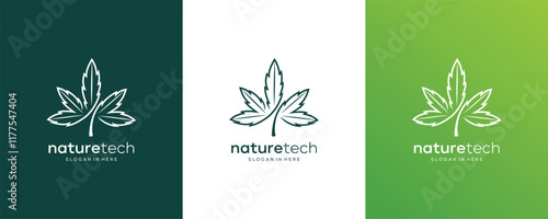 Cannabis Marijuana Hemp Weed Leaf CBD vector logo design