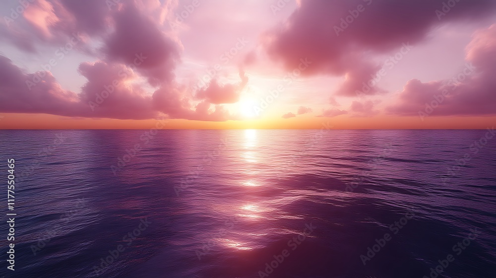 Obraz premium Serene Sunset Over Calm Ocean Waters