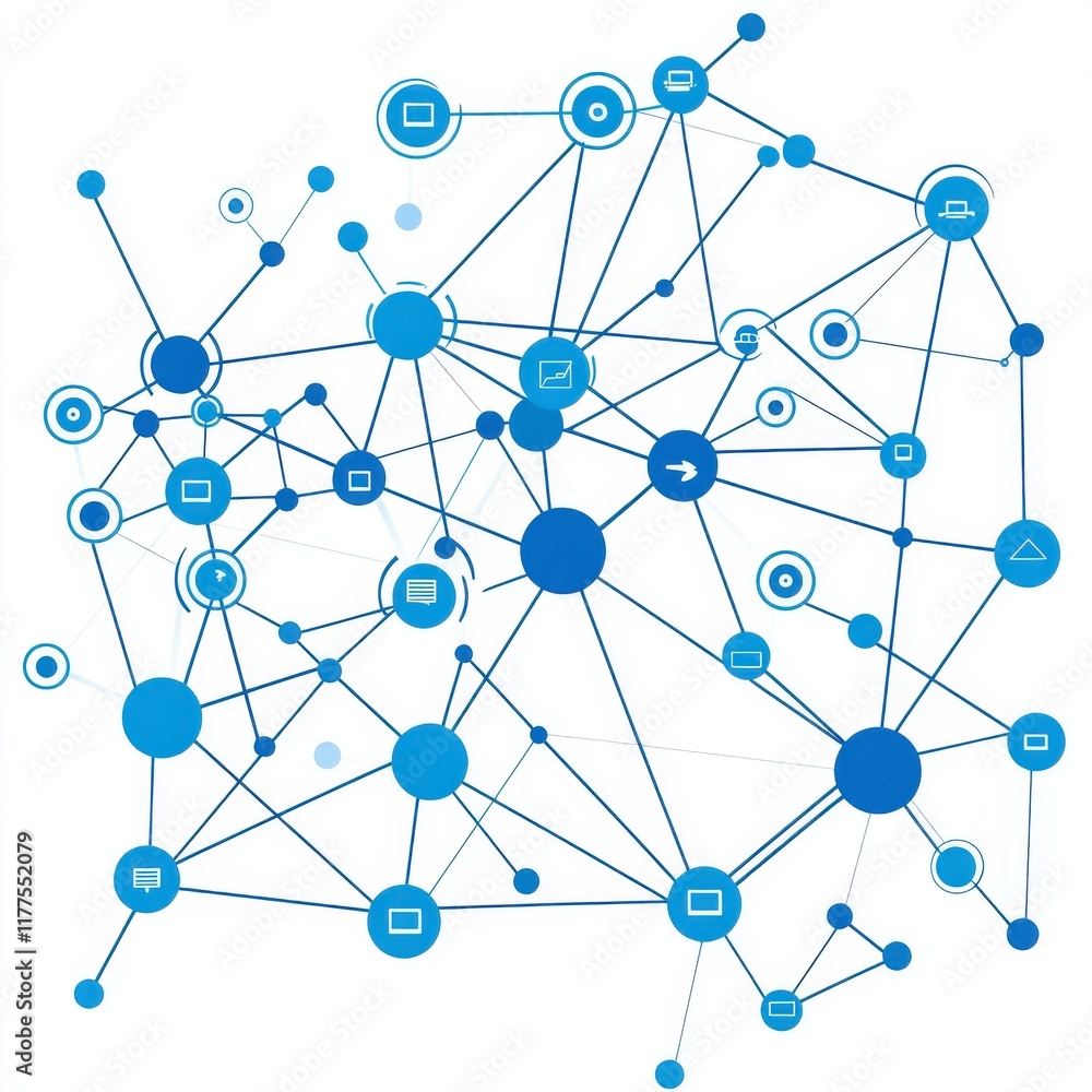 Abstract blue network illustration representing connectivity and technology. Abstract blue network illustration representing connectivity and technology.