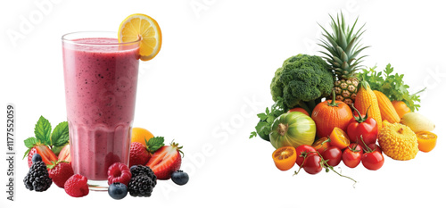 Set of Fruits and Vegetables – Transparent PNG for Healthy Food and Organic Designs