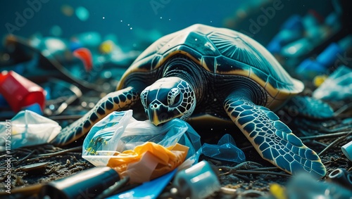 Sea Turtle Mistaking Plastic Bag for Food in Polluted Ocean