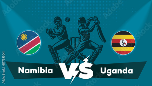 Namibia Vs Uganda , Uganda VS Namibia cricket match , Cricket match concept with creative illustration.eps