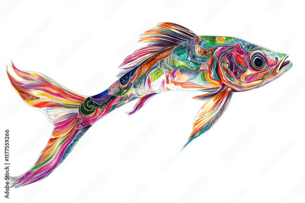 vibrant hand drawn illustration of colorful fish with intricate patterns vibrant hand drawn illustration of colorful fish with intricate patterns