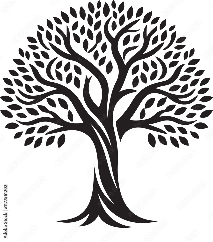 Obraz premium Elegant Black Silhouette Tree Illustration Vector Graphic Design
