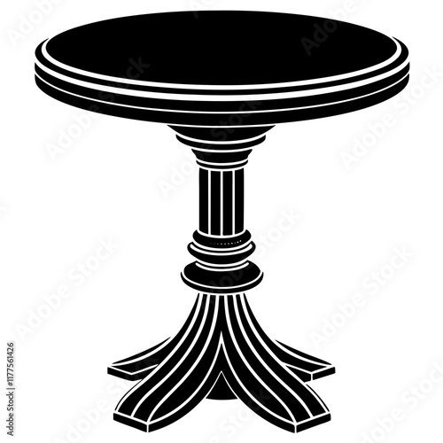 Classic Round Table Silhouette Vector Illustration 