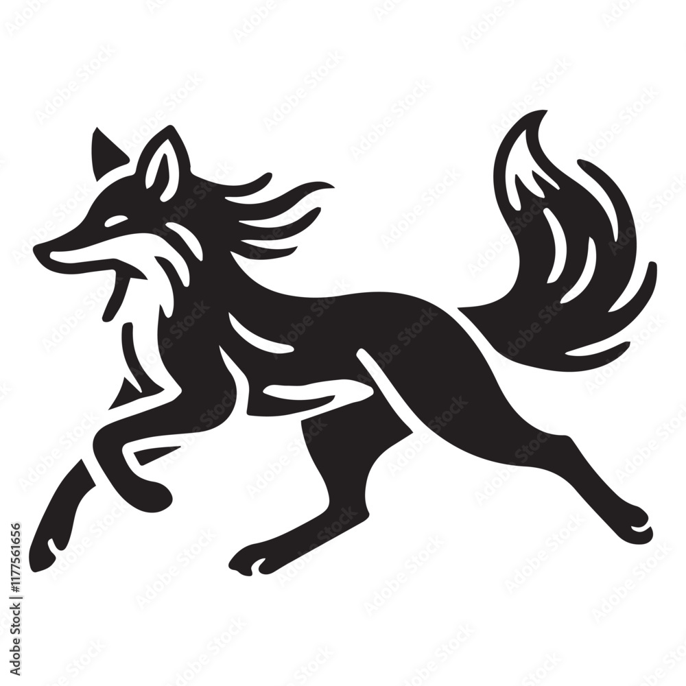 Fototapeta premium Running fox silhouette vector