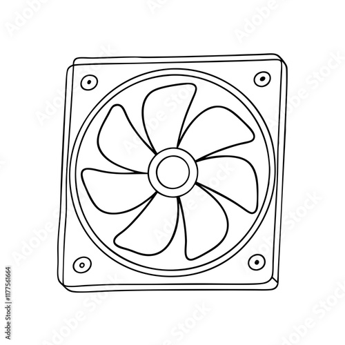 Computer Cooling Fan Line Art