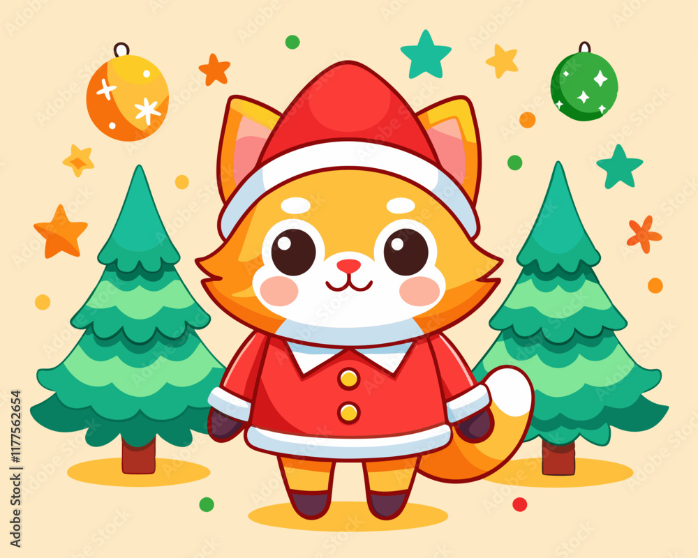 Cute Cartoon Cat in Santa Claus Outfit – Christmas Holiday Character Illustration Cute Cartoon Cat in Santa Claus Outfit – Christmas Holiday Character Illustration