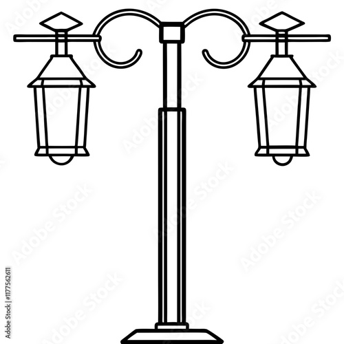 Vintage Street Lamp Line Art Design 