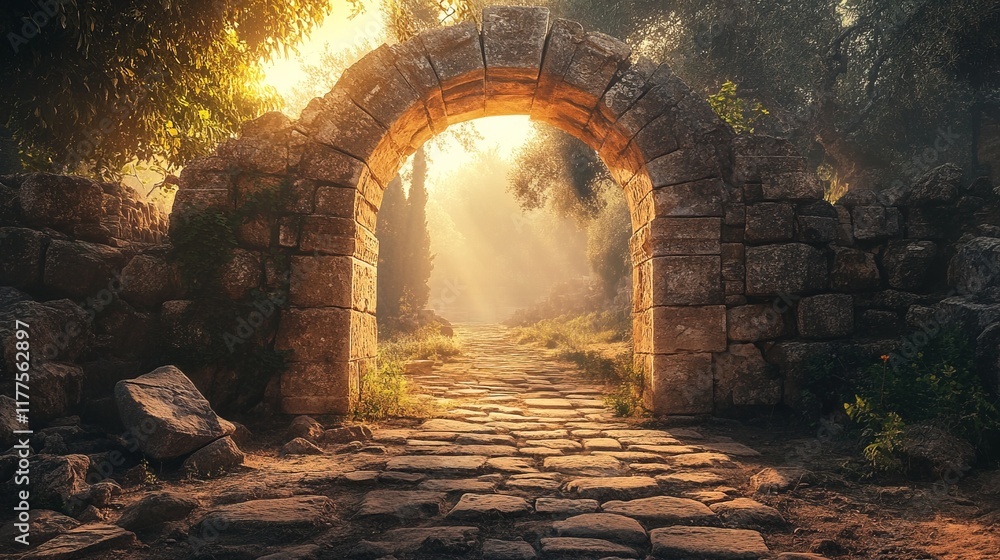 Fototapeta premium Ancient stone portal in a historic archaeological site