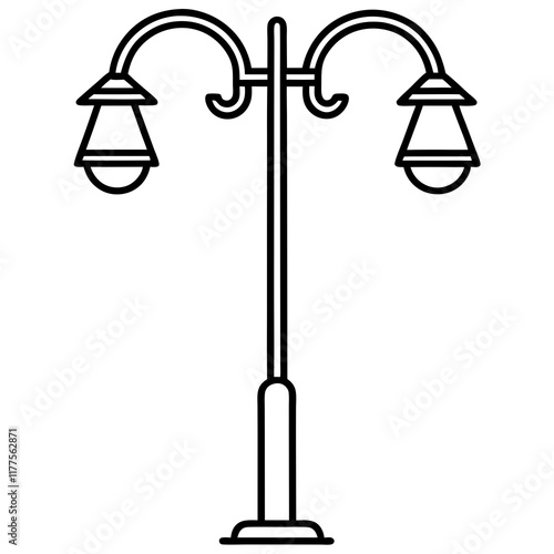 Minimalist Street Lamp Icon. Outline Design for Urban Lighting Illustration 