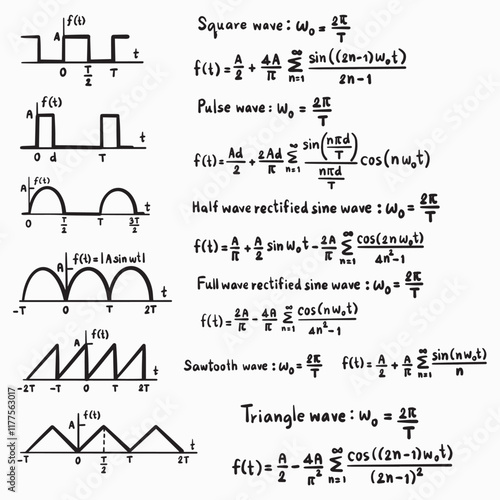 waveforms graph physics trigonometric Fourier Series