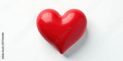 Wallpaper Mural Single vibrant red heart, clean white background, digital, anniversary Torontodigital.ca