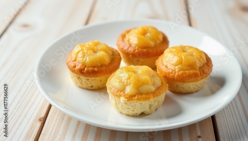 Wallpaper Mural A few bites remain on a white plate, light wood backdrop , design, food waste, wood Torontodigital.ca