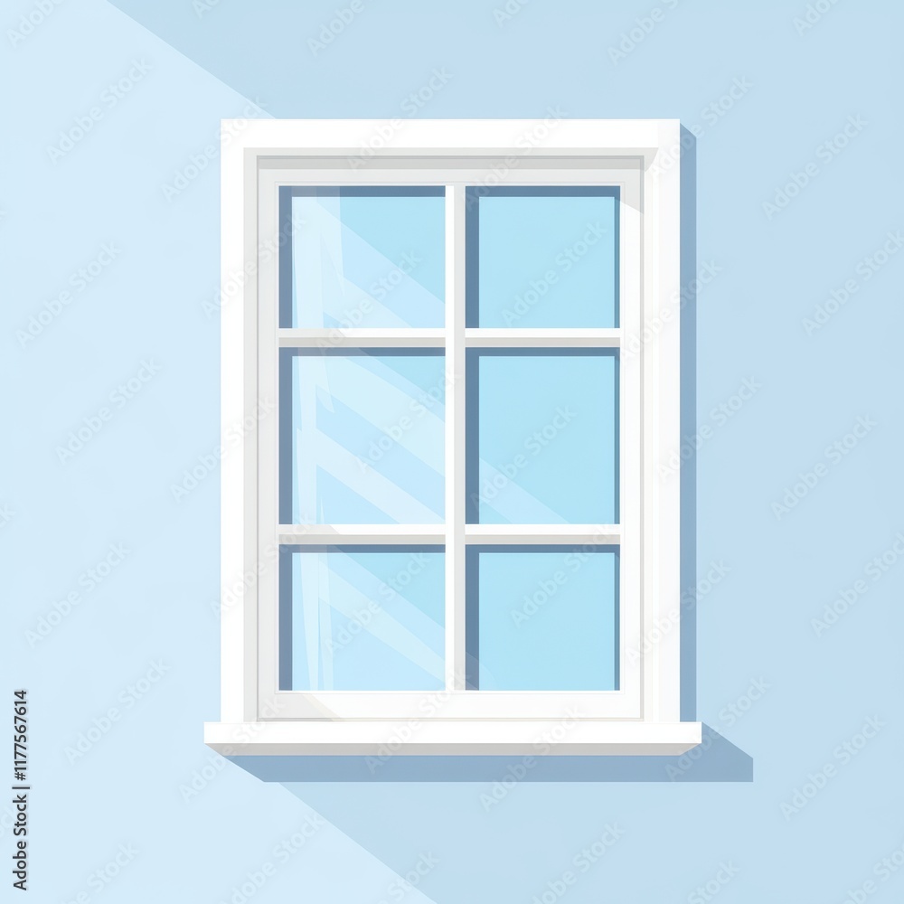 A clean white window frame with clear glass against a light blue wall, offering a serene, minimalist aesthetic. A clean white window frame with clear glass against a light blue wall, offering a serene, minimalist aesthetic.