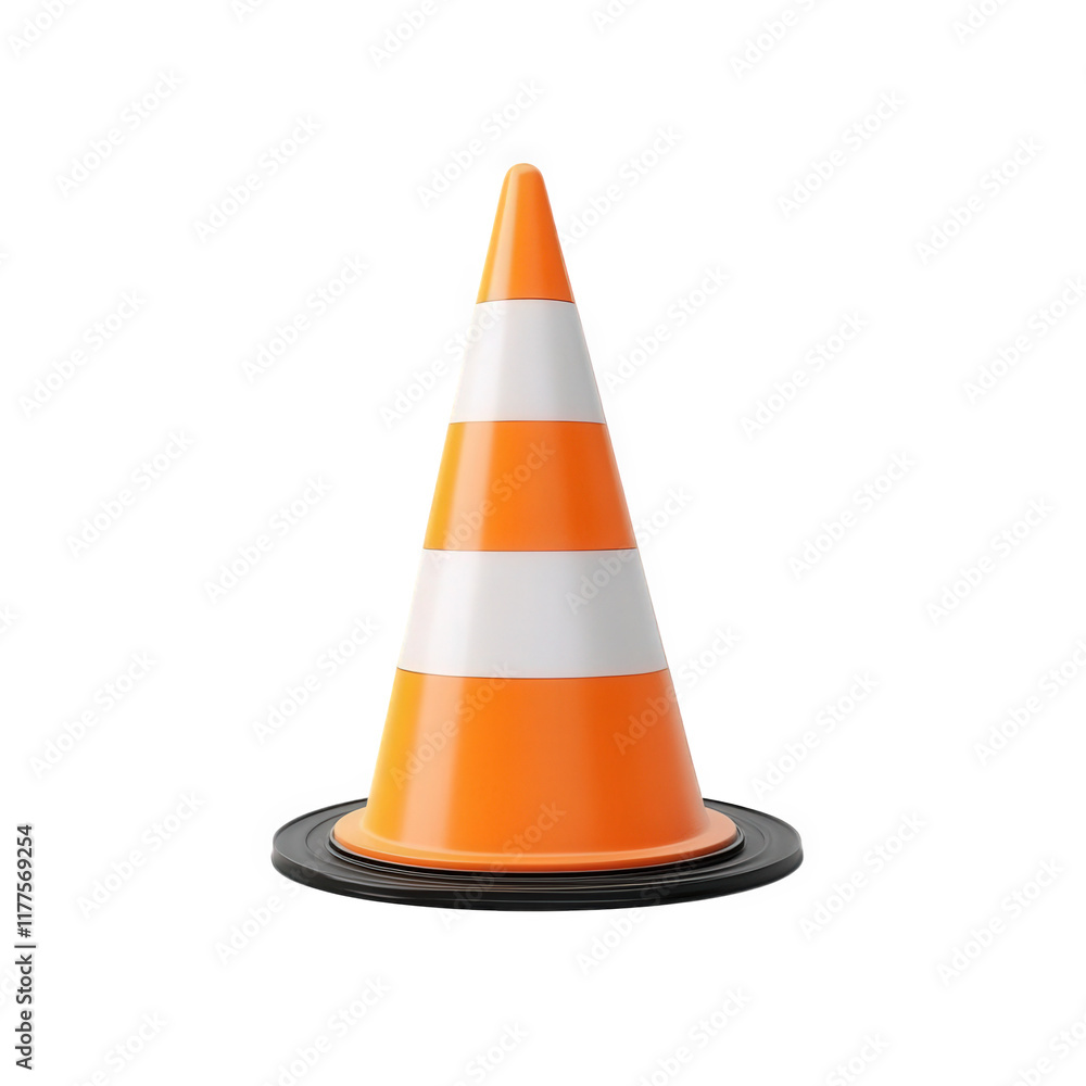 traffic cone. primarily orange with white stripes. resting on a black circular base it serves as a warning or indicator for road safety. often used in construction zones or to redirect traffic the con traffic cone. primarily orange with white stripes. resting on a black circular base it serves as a warning or indicator for road safety. often used in construction zones or to redirect traffic the con