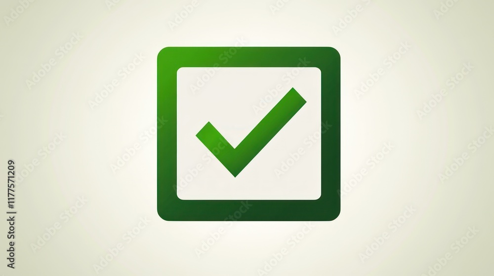 Green Checkmark in Square: Symbol of Completion and Approval Green Checkmark in Square: Symbol of Completion and Approval