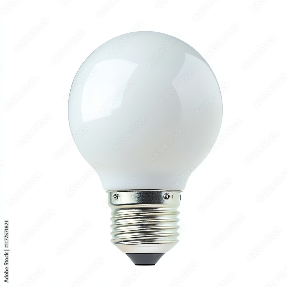 Light bulb with white glass dome and metal base on white isolated background. Light bulb with white glass dome and metal base on white isolated background.