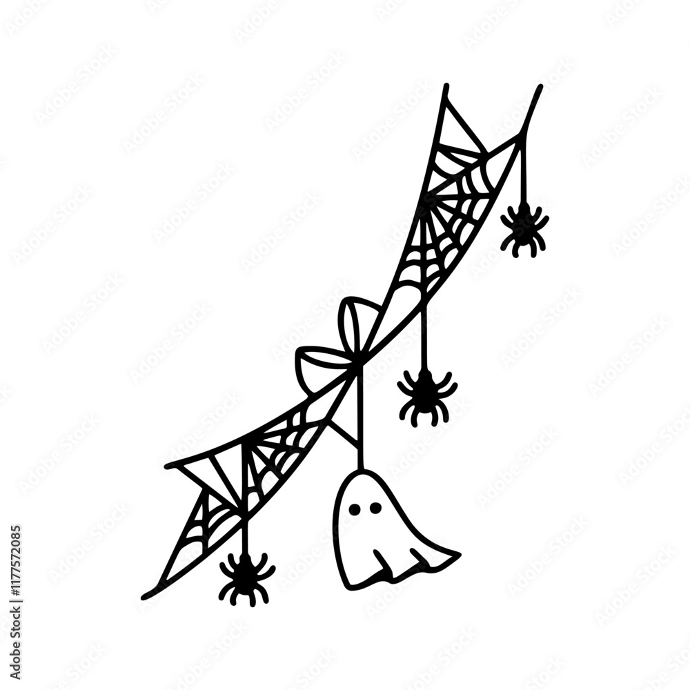 Vector Halloween border with ghost, perfect for spooky flyers or creative banners Vector Halloween border with ghost, perfect for spooky flyers or creative banners