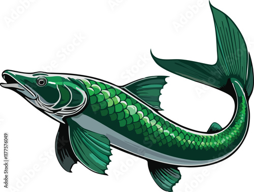 Green Sturgeon vector illustration white background