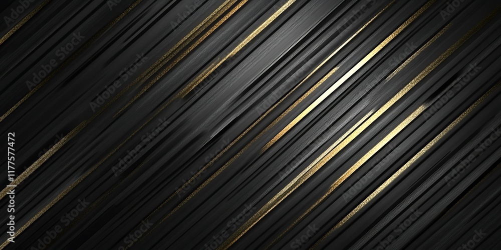 Obraz premium Abstract gold lines, dark grey background, diagonal pattern, modern design.