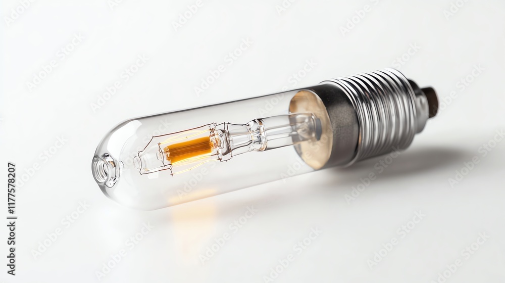 Detailed view of a transparent light bulb on a white isolated background. Detailed view of a transparent light bulb on a white isolated background.