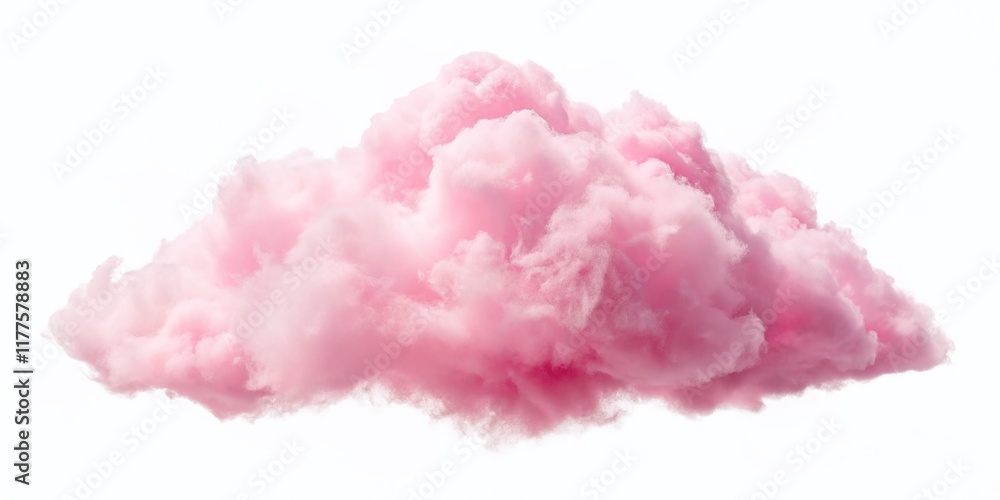 Fototapeta premium Minimalist Pink Cloud, Isolated on White Background - Perfect for Design Projects