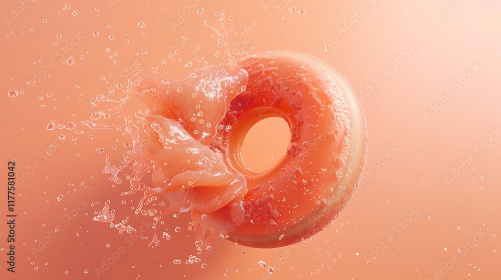 Fototapeta premium Donut shaped like a spiral galaxy on peach background