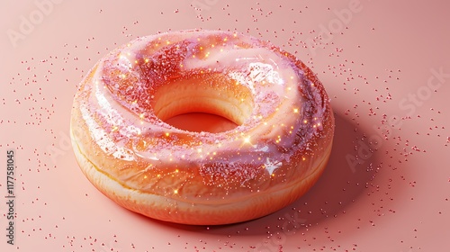 Donut shaped like a spiral galaxy on peach background photo